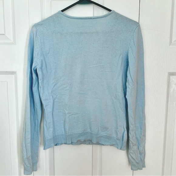 Vintage Baby Blue Floral Embroidered Cardigan - Picture 2 of 4